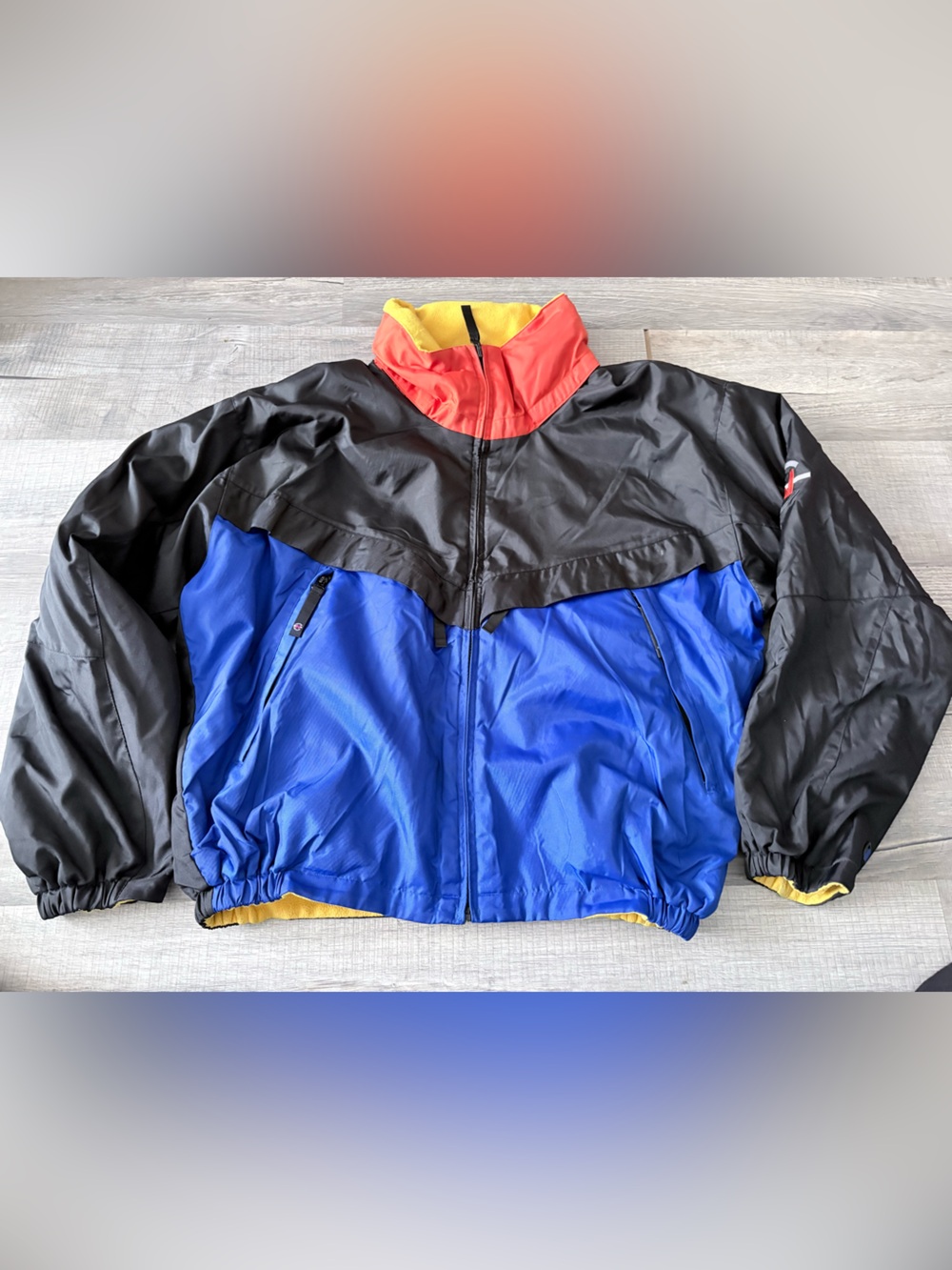 Vintage Men’s Nautica Competition Green and Blue Reversible Colorblock Jacket